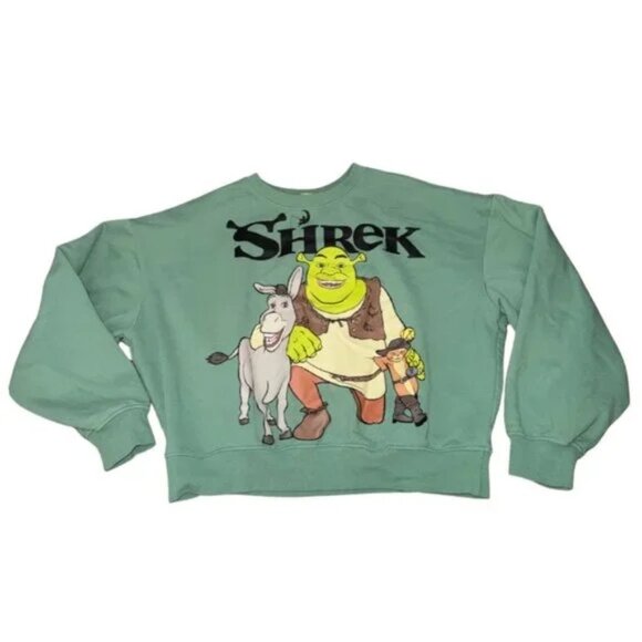 Dreamworks Sweaters - Like New DreamWorks Shrek Donkey & Puss in Boots Cropped Sweatshirt Small